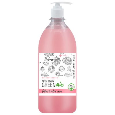Крем-мыло жидкое "Green mix" 530мл, 7х7х21см, лотос и алое вера (Казахстан)