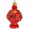 ФУ-231/Н - Елочная игрушка фигурка стеклянная "Самовар "Народные Узоры" h11см, ручная художественная роспись, подарочная упаковка (Россия)