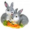  - Скульптура-фигура для сада гипсовая "Два зайца с морковью" 25х20см (Россия)