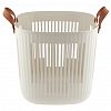 2227 - Корзина для хранения пластмассовая "Журавль" 33,5х33,5х32см, фигурная, ручки экокожа, молочный (Китай)