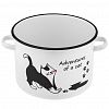 01-1615/4-Коты - "Коты" Кастрюля эмалированная 4,5л, цилиндрическая форма, металлическая крышка, белый (Россия)