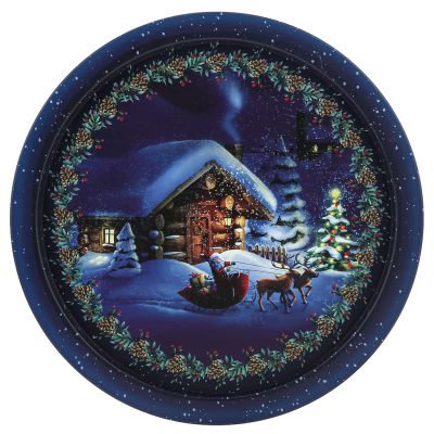 Поднос металлический "Лесная сказка" д28,2см, h1,2см, s0,32мм, круглый, литографированная жесть (Беларусь)