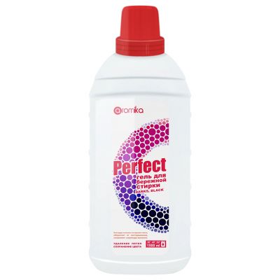 Гель для стирки белья "Perfect" 1,5л, 8х10,5х29см, бережная стирка, для темных тканей, удаляет трудновыводимые пятна, придает свежесть и нейтрализует неприятные запахи, DARKS, BLACK (Казахстан)