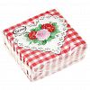 57566 - Салфетки бумажные "Desna Design" 24х24см, 1 слойные, 40 штук в упаковке, 100% целлюлоза, "Сердце и розы" (Россия)