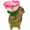 12829 - Скульптура-фигура для сада из полистоуна "Ежик с цветком" 17х25см (Россия)