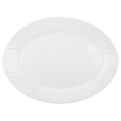 "Волан" Блюдо 354х264х20мм, 600мл, стеклокерамика, цвет белый, т.м. "Домашняя мода" (Китай)