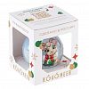 КУ-80-264026 - Елочная игрушка шар стеклянная "Козленок с шариком" д8см, ручная художественная роспись, подарочная упаковка (Россия)