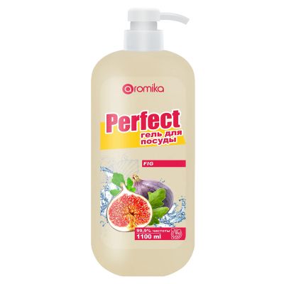 Гель для мытья посуды "Perfect" 1,1л, 10х7х24см, густое средство, инжир (Казахстан)