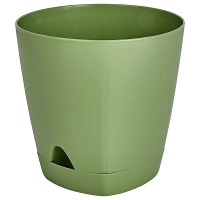 "Ingreen" Горшок для цветов пластмассовый "Amsterdam" 0,65л, д11см, h10см, с прикорневым поливом, оливковый (Россия)
