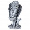 F1319 - Скульптура-фигура для сада из полистоуна "Ангел-девочка с корзиной и зайцем" 19х14х30см (Россия)