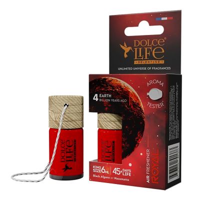 Ароматизатор автомобильный подвесной 6мл "Dolce Life" "Royal" 11,5х5,5х2,5см, на шнурке, парфюм, с пробником аромата, в блистере, "Medori" (Россия)