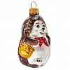 ФУ-553 - Елочная игрушка фигурка стеклянная "Ежик" h9см, ручная художественная роспись, подарочная упаковка (Россия)