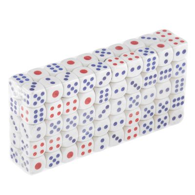 Набор игральных кубиков 100шт, кубик 1,1х1,1х1,1см, в пленке (Китай)