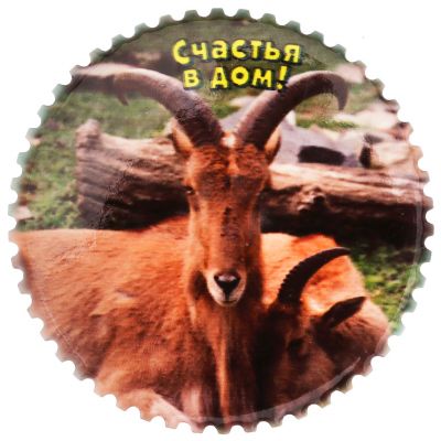 Магнит "Ферма" д7см, h0,7см, керамика, фотопечать с глазурью "Счастья в дом", "Символ 2027 года" (Китай)