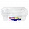 06310 - Контейнер для продуктов пластмассовый 1л, 20,5х14,5х7см, прямоугольный, 2 защелки, прозрачный (Россия)