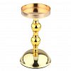  - Подсвечник металлический "Визави" h16,8см, чаша д8,4см, h1,9см, пластмассовая ножка, нескользящее основание д9см, золотой, в коробке (Китай)