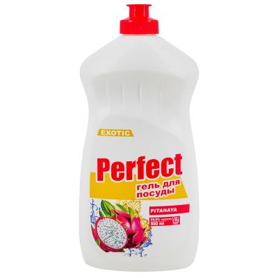 Гель для мытья посуды "Perfect" 0,5л, 9х5х20см, густое средство, питахайя (Казахстан)