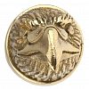 2К-098el - Вилка-нож из нержавеющей стали для мяса "Орёл" 290х20х35мм, ручка термоясень средняя, латунный декор (Россия)