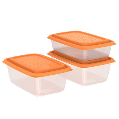 Контейнер для продуктов пластмассовый "Гурман-9", набор 3шт: 0,8л, 1,1л 2шт, полипропилен, подходит для СВЧ и заморозки (Россия)
