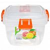 06334 - Контейнер для продуктов пластмассовый 0,9л, 14х14х10см, герметичный, силиконовый уплотнитель, 4 защелки (Россия)