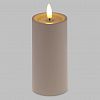 CLL0628089-XL - Свеча интерьерная, светодиодная на батарейках д6см h12,5(15)см, свет теплый, с мерцанием, матовый пластик, цвет бежевый, питание от 2-х батареек ААА (в комплект не входят) (Китай)