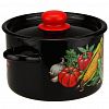 1с16с/1 - "Кукуруза" Кастрюля эмалированная 2,9л, д20см, h12см, цилиндрическая форма, металлическая крышка, черный (Россия)