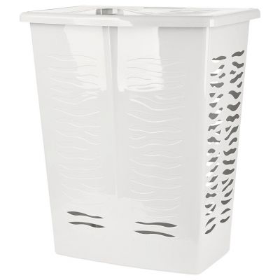 "Keeplex" Корзина для белья с откидной крышкой пластмассовая "Regular", 60л, 48х34,5х59,5см, белое облако (Россия)