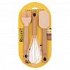 74-105 - Кухонный набор "Linea Silicone" 3 предмета: лопатка 25,5х5,3х1,3см, кисть 23,6х5х1,5см, венчик 25,1х6,5х6,5см, бук, силикон, розовый, "Regent" (Китай) 