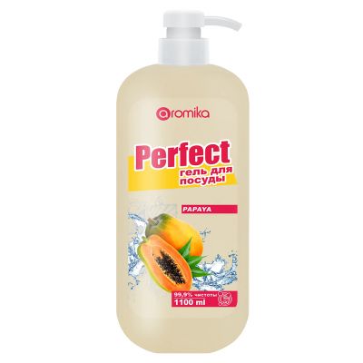 Гель для мытья посуды "Perfect" 1,1л, 10х7х24см, густое средство, папайя (Казахстан)