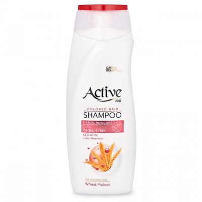 Шампунь для окрашенных волос "Active" 350мл, 8х3,5х21см, "Care & Beauty" С кератином и пшеничным протеином (Иран)