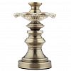 W12460 - Подсвечник стеклянный "Нарцисс" h15см, д10см, чаша д3,3см, h4см, нескользящее основание д8см, металлическая ножка, бронзовый, в коробке (Китай)