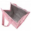  - Сумка обеденная "Долька" 23х15х25см, 40см с ручками, полиэстер, термоизоляция - фольгированный слой, время сохранения температуры до 2-х часов, толщина стенки 240мк, на липучке, розовый (Китай)