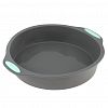 YK-S1021 - Форма для выпечки силиконовая 28,5х24,5х5см 1,88л "Мастерица", круг, внутренний размер д22,5см h4,9см, дно д21,8см, усиленные ручки, серый (Китай)