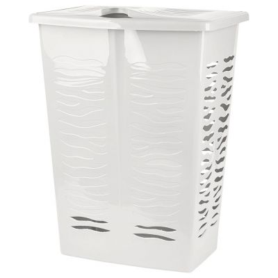 "Keeplex" Корзина для белья с откидной крышкой пластмассовая "Regular", 42л, 39,8х29,9х53,7см, белое облако (Россия)