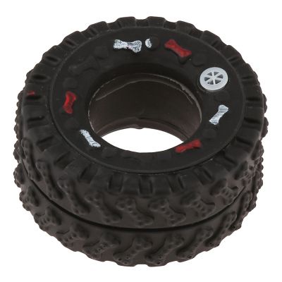 Игрушка для собаки "Шина косточка" д7,5см, h3,6см, ПВХ, с пищалкой, фактурная, черный, "Пэт тойс (Pet toys)" (Китай)