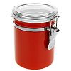 н/с - НЕСОРТ Банка для сыпучих продуктов из нержавеющей стали 0,8л, д10см, h12см, крышка акриловая с уплотнителем, с клипсой, цветной корпус, красный, в коробке (Китай) незначительные сколы эмали на корпусе, сколы на крышке. Товар возврату и обмену не подл