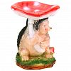  - Скульптура-фигура для сада гипсовая "Еж под грибом малый" 24х16см (Россия)