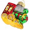 ФУ-607/1 - Елочная игрушка фигурка стеклянная "Паровоз" h6см, ручная художественная роспись, подарочная упаковка (Россия)