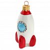 ФУ-775 - Елочная игрушка фигурка стеклянная "Космическая ракета" h10см, ручная художественная роспись, подарочная упаковка (Россия)