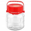 1L - Банка стеклянная с винтовой крышкой "Консервация" 1л, д11см, h13,5см, пластмассовая крышка - 2 штуки: прижимная белая, винтовая, горло д7,7см, основание д10см, подвижняа ручка (Китай)