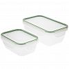 PP002 - Контейнер из полипропилена "Fresh Loсk" набор 2шт: 0,47л - 13х10х4,5см, 1л - 18х11,5х6,5см, герметичный, силиконовый уплотнитель, ручки-клипсы, прозрачный, подходит для СВЧ (Россия)