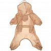 6081 - "Пэт тойс (Pet toys)" Одежда для собаки "Комбинезон" "Горошек" с капюшоном, прозрачный ПВХ козырек, на кнопках р-р 2XL, длина спинки 40см/обхват груди 54см/обхват шеи 44см, цвет-темно-бежевый, плащевка (Китай)