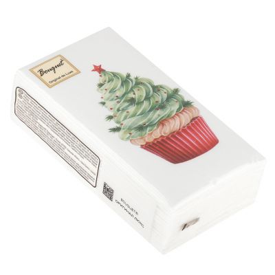 Салфетки бумажные "Bouquet Original de Luxe" 33х33см, 2-х слойные, 20 штук в упаковке, 100% целлюлоза, "Новогодние пирожные" (Россия)