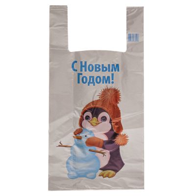 Пакет-майка ПВД 28+14х55см "Пингвинчик", 37 мкм (Россия)