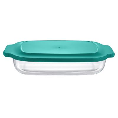 Форма стеклянная для запекания "Kelli" 3,8л, 38х25,4х6,5см, прямоугольная, жаропрочное стекло, пластмассовая крышка (Китай) Можно мыть в посудомоечной машине