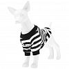 6050 - "Пэт тойс (Pet toys)" Одежда для собаки "Толстовка на меху" "Полосатик" с принтом, р-р S, длина спинки 24см/обхват груди 30см/обхват шеи 22см, цвет-черно-белый, искусственный мех (100% полиэстер) (Китай)