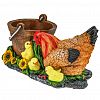 F392 - Скульптура-фигура для сада из полистоуна "Ведерко с курицей и цыплятами" 34х18х16см, д14см (Россия)
