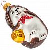 ФУ-553 - Елочная игрушка фигурка стеклянная "Ежик" h9см, ручная художественная роспись, подарочная упаковка (Россия)