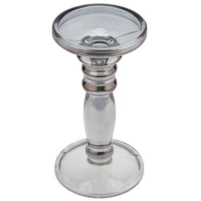 Подсвечник стеклянный "Жозе" h20,5см, чаша д10,5см, h3см, основание 11см, прозрачный серый, в коробке (Китай) Заводской брак. Товар возврату и обмену не подлежит.