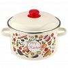1RD221M - "Моя кухня" Кастрюля эмалированная 5,5л, д24см, h15см, цилиндрическая форма, металлическая крышка с пластмассовой ручкой-кнопкой, ободок из нержавеющей стали, слоновая кость (Россия)